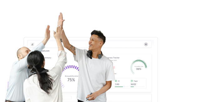 partners som gör en high five i grupp och är glada